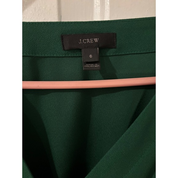 J. Crew Green Long Sleeve Blouse Top Tie Waist Business Casual - Picture 2 of 4